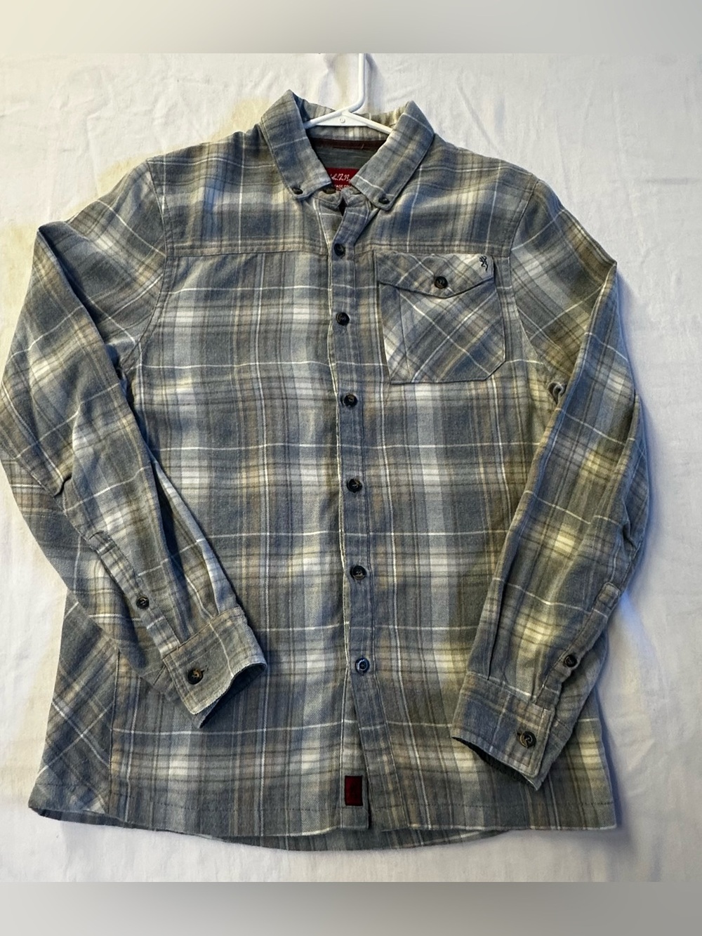 Browning Heritage Collection Plaid Flannel Button Down Shirt Grey Men's Size S